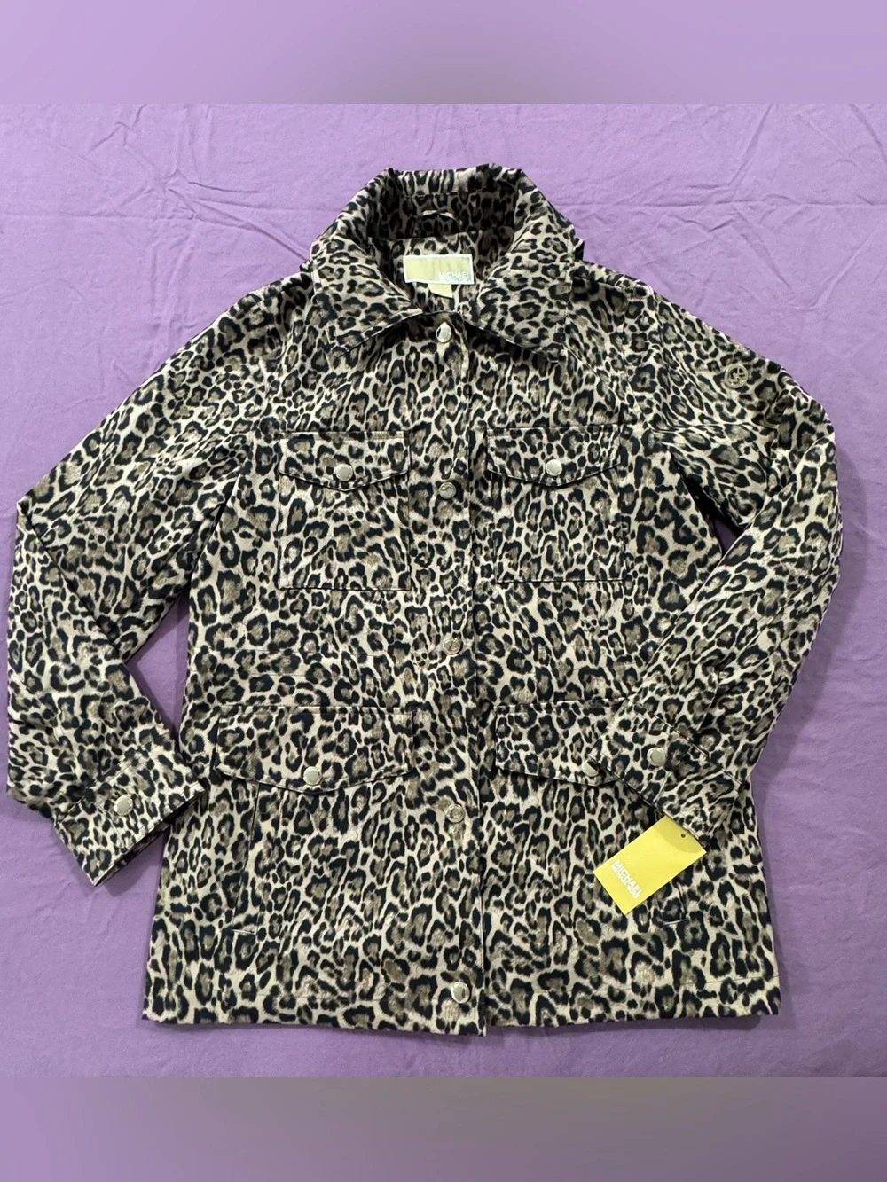 NWT Michael Kors Leopard Print Hooded Anorak Jacket, Size M